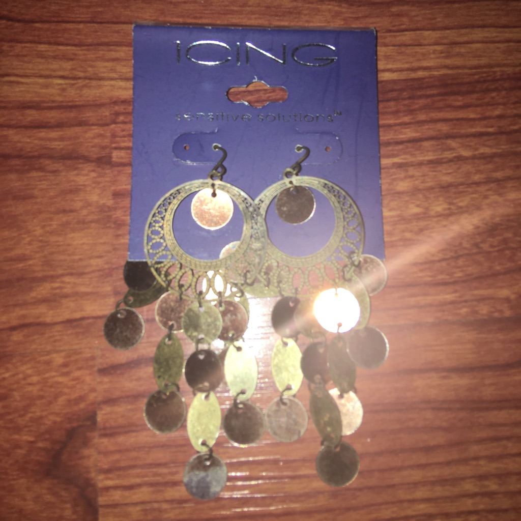 Icing By Claires Brown Gold Sequin Earrings 10$